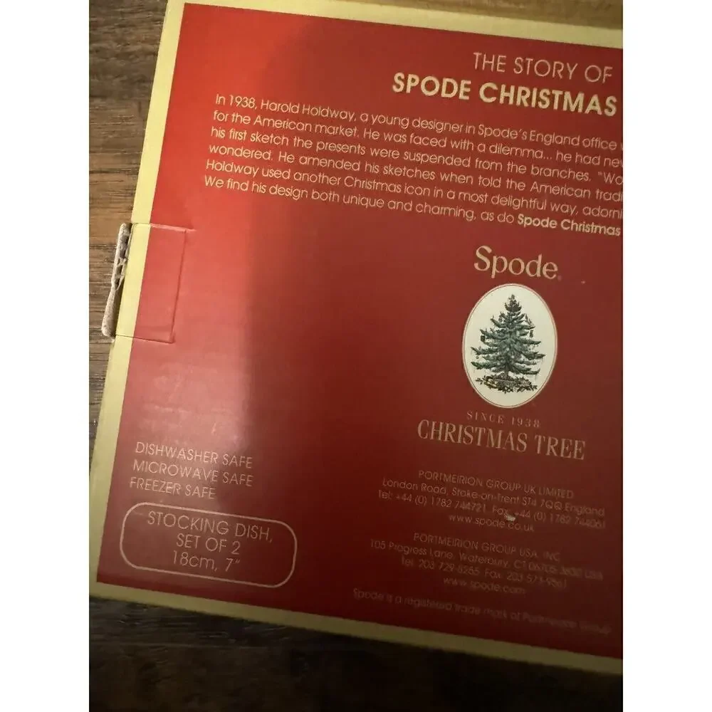 Spode Christmas Tree Stocking Candy Trinket Dishes Set of 2 Red & Green Small 7